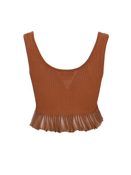 Top in maglia di viscosa à jour con fondo plissé Elisabetta Franchi | TK74B61E2600